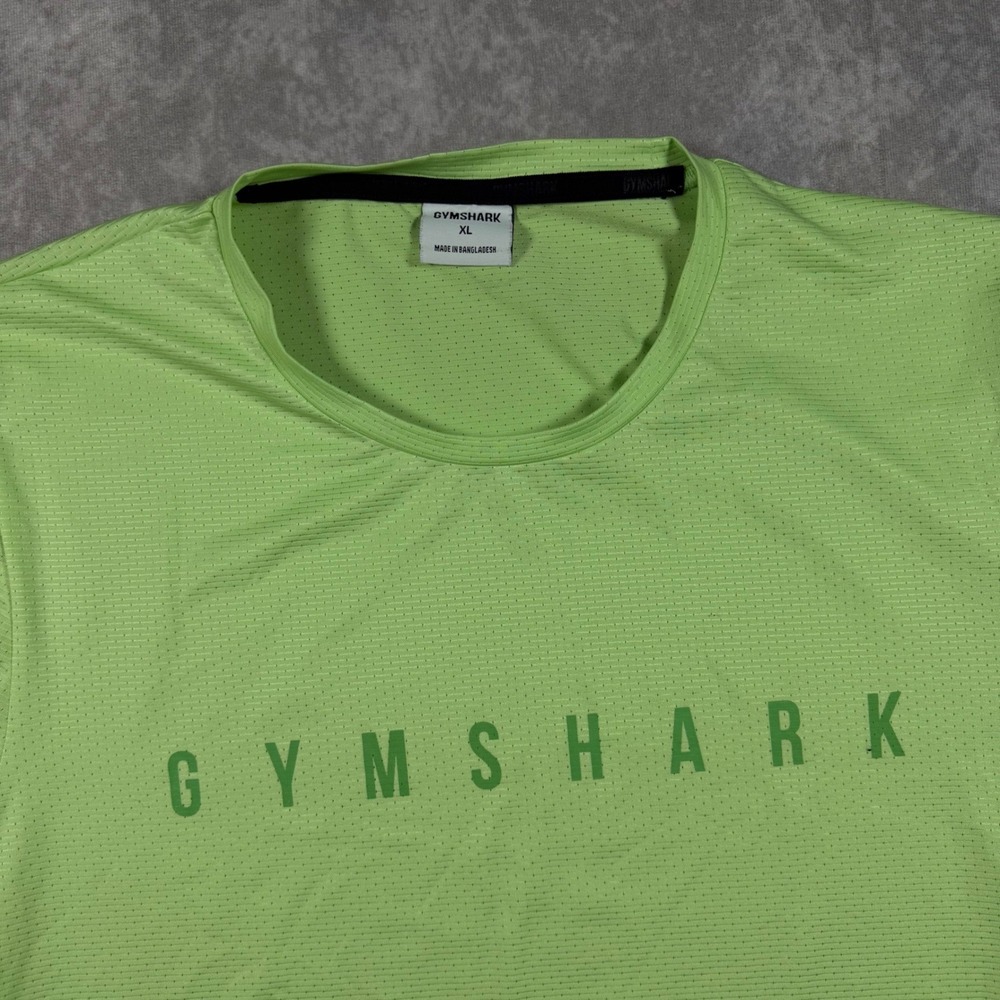 Gymshark Men's XL Arrival Short Sleeve T-Shirt Lime Green Mesh Logo Activewear - Picture 2 of 6